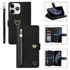 For iPhone 11 Pro POLA Love Multi-Card Slots Zipper Wallet Leather Phone Case(Black) - 1
