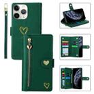 For iPhone 11 Pro POLA Love Multi-Card Slots Zipper Wallet Leather Phone Case(Dark Green) - 1
