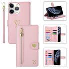 For iPhone 11 Pro Max POLA Love Multi-Card Slots Zipper Wallet Leather Phone Case(Pink) - 1