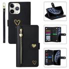 For iPhone 11 Pro Max POLA Love Multi-Card Slots Zipper Wallet Leather Phone Case(Black) - 1