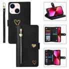 For iPhone 13 POLA Love Multi-Card Slots Zipper Wallet Leather Phone Case(Black) - 1
