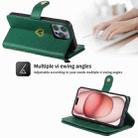 For iPhone 14 POLA Love Multi-Card Slots Zipper Wallet Leather Phone Case(Dark Green) - 2