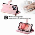 For iPhone 15 Pro POLA Love Multi-Card Slots Zipper Wallet Leather Phone Case(Pink) - 2