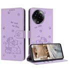 For Realme 11 5G Global / 11x Embossed Kitten Phone Leather Case with Lanyard(Purple) - 1