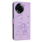 For Realme 11 5G Global / 11x Embossed Kitten Phone Leather Case with Lanyard(Purple) - 3