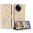 For Realme 11 5G Global / 11x Embossed Kitten Phone Leather Case with Lanyard(Beige) - 1