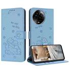 For Realme 11 5G Global / 11x Embossed Kitten Phone Leather Case with Lanyard(Blue) - 1