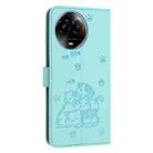 For Realme 11 5G Global / 11x Embossed Kitten Phone Leather Case with Lanyard(Mint Green) - 3