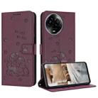 For Realme 11 5G Global / 11x Embossed Kitten Phone Leather Case with Lanyard(Wine Red) - 1