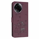 For Realme 11 5G Global / 11x Embossed Kitten Phone Leather Case with Lanyard(Wine Red) - 3