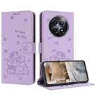 For Realme 12 5G / 12x 5G Global Embossed Kitten Phone Leather Case with Lanyard(Purple) - 1