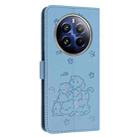 For Realme 12 Pro+ / 12 Pro Embossed Kitten Phone Leather Case with Lanyard(Blue) - 3