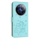 For Realme 12 Pro+ / 12 Pro Embossed Kitten Phone Leather Case with Lanyard(Mint Green) - 3