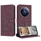 For Realme 12 Pro+ / 12 Pro Embossed Kitten Phone Leather Case with Lanyard(Wine Red) - 1