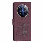 For Realme 12 Pro+ / 12 Pro Embossed Kitten Phone Leather Case with Lanyard(Wine Red) - 3