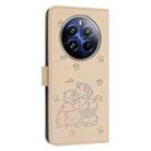 For Realme 12+ 5G Global / 12 4G Embossed Kitten Phone Leather Case with Lanyard(Beige) - 3