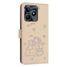 For Realme C53 / Narzo N53 Embossed Kitten Phone Leather Case with Lanyard(Beige) - 3