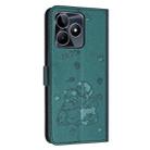 For Realme C53 / Narzo N53 Embossed Kitten Phone Leather Case with Lanyard(Dark Green) - 3