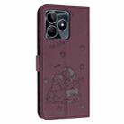 For Realme C53 / Narzo N53 Embossed Kitten Phone Leather Case with Lanyard(Wine Red) - 3