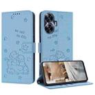 For Realme C55 Embossed Kitten Phone Leather Case with Lanyard(Blue) - 1