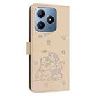 For Realme C63 / C61 / Note 60 Embossed Kitten Phone Leather Case with Lanyard(Beige) - 3