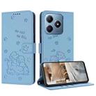 For Realme C63 / C61 / Note 60 Embossed Kitten Phone Leather Case with Lanyard(Blue) - 1