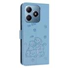 For Realme C63 / C61 / Note 60 Embossed Kitten Phone Leather Case with Lanyard(Blue) - 3