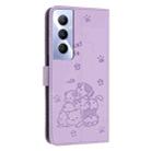 For Realme C65 4G Global Embossed Kitten Phone Leather Case with Lanyard(Purple) - 3