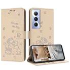 For Realme C65 4G Global Embossed Kitten Phone Leather Case with Lanyard(Beige) - 1