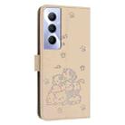 For Realme C65 4G Global Embossed Kitten Phone Leather Case with Lanyard(Beige) - 3