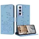 For Realme C65 4G Global Embossed Kitten Phone Leather Case with Lanyard(Blue) - 1