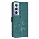 For Realme C65 4G Global Embossed Kitten Phone Leather Case with Lanyard(Dark Green) - 3