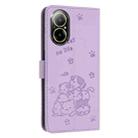 For Realme C67 4G Global Embossed Kitten Phone Leather Case with Lanyard(Purple) - 3