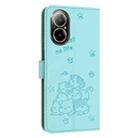 For Realme C67 4G Global Embossed Kitten Phone Leather Case with Lanyard(Mint Green) - 3