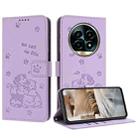 For Realme 13 Pro 5G Global Embossed Kitten Phone Leather Case with Lanyard(Purple) - 1