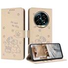 For Realme 13 Pro 5G Global Embossed Kitten Phone Leather Case with Lanyard(Beige) - 1