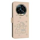 For Realme 13 Pro 5G Global Embossed Kitten Phone Leather Case with Lanyard(Beige) - 3