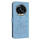 For Realme 13 Pro 5G Global Embossed Kitten Phone Leather Case with Lanyard(Blue) - 3