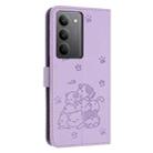 For Realme C75 / V60 Pro Embossed Kitten Phone Leather Case with Lanyard(Purple) - 3