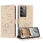 For Realme C75 / V60 Pro Embossed Kitten Phone Leather Case with Lanyard(Beige) - 1