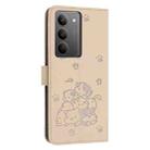 For Realme C75 / V60 Pro Embossed Kitten Phone Leather Case with Lanyard(Beige) - 3