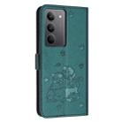 For Realme C75 / V60 Pro Embossed Kitten Phone Leather Case with Lanyard(Dark Green) - 3