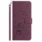 For Realme C75 / V60 Pro Embossed Kitten Phone Leather Case with Lanyard(Wine Red) - 2