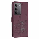For Realme C75 / V60 Pro Embossed Kitten Phone Leather Case with Lanyard(Wine Red) - 3