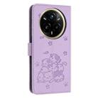For Realme 14 Pro Embossed Kitten Phone Leather Case with Lanyard(Purple) - 3
