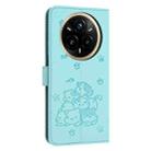 For Realme 14 Pro Embossed Kitten Phone Leather Case with Lanyard(Mint Green) - 3