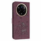 For Realme 14 Pro Embossed Kitten Phone Leather Case with Lanyard(Wine Red) - 3