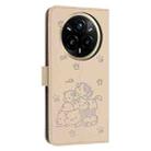 For Realme 14 Pro+ Embossed Kitten Phone Leather Case with Lanyard(Beige) - 3