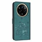 For Realme 14 Pro+ Embossed Kitten Phone Leather Case with Lanyard(Dark Green) - 3