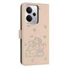 For Realme 14 / P3 5G / 14T 5G Embossed Kitten Phone Leather Case with Lanyard(Beige) - 3